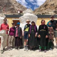 Trekkers pose with locals from Skiu village in Ladakh | Brad Atwal