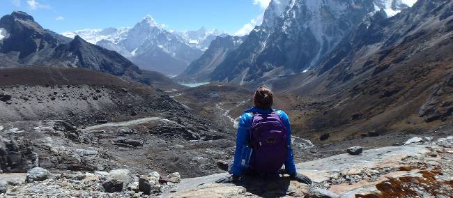 On way down from the challenging Cho La Pass, heading towards Dzongla, Nepal | Marcelle Barnett